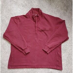 Duluth Trading Class Act Rib Cotton 1/4 Zip Relaxed Fit Sweater Mens XL Burgundy